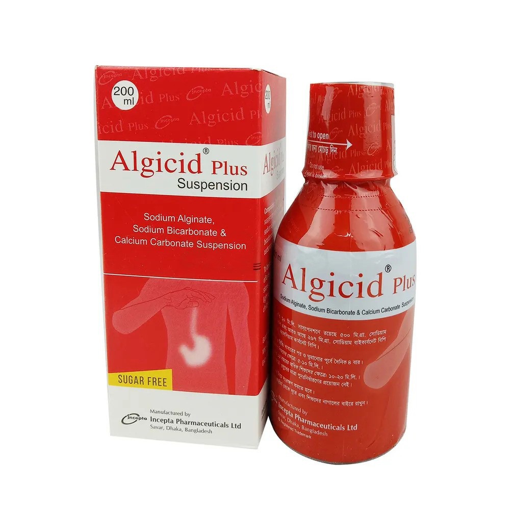 Algicid Plus (Oral Suspension (500 mg+267 mg+160 mg)/10 ml 200 ml bottle)