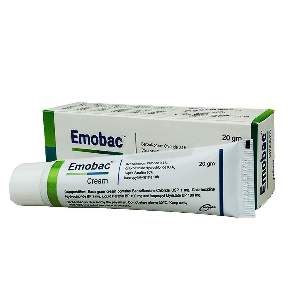 Emobac (Cream 10%+0.1%+0.1%+10% 20 gm tube)