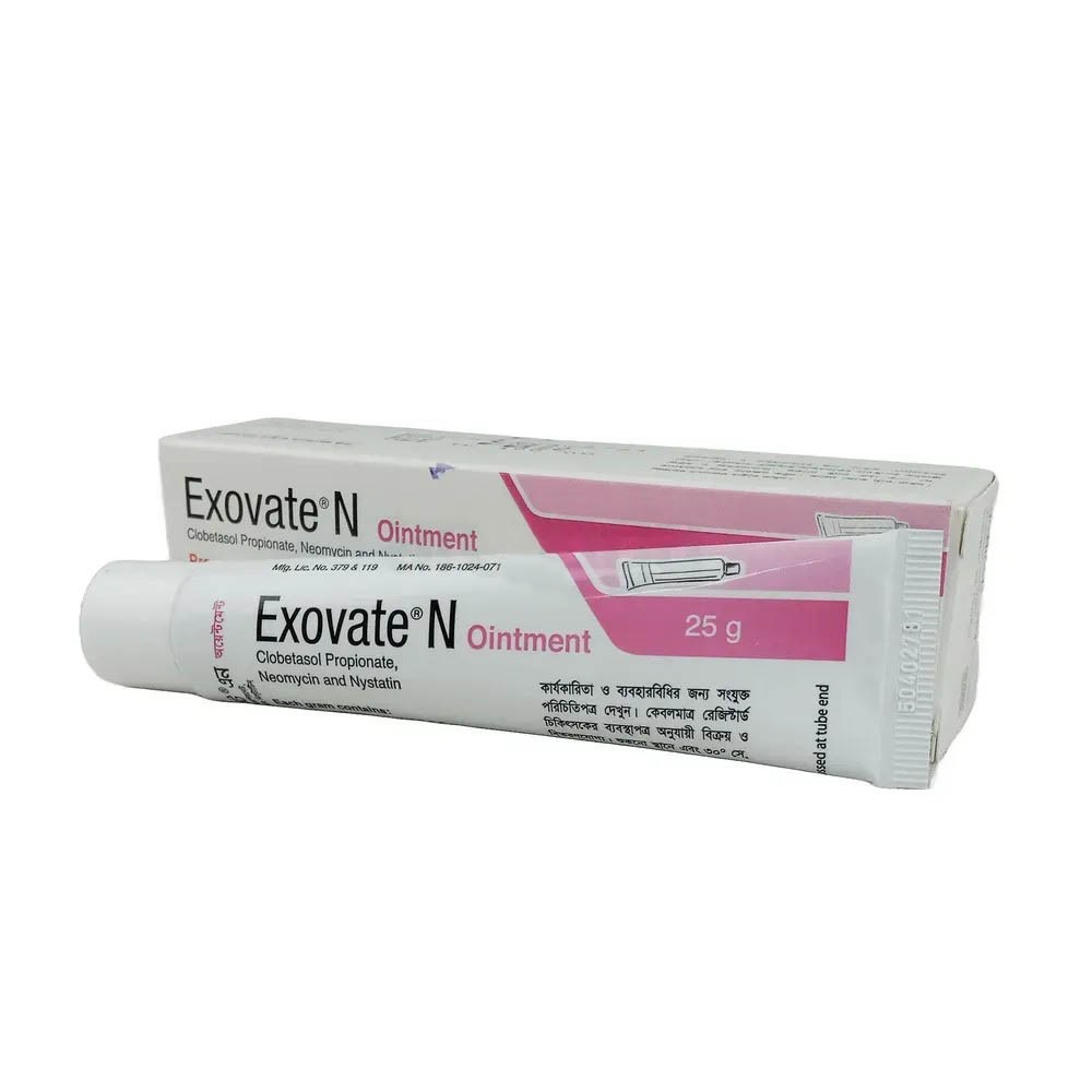 Exovate N (Ointment (0.5 mg+5 mg+1 Lac IU)/gm 25 gm tube)
