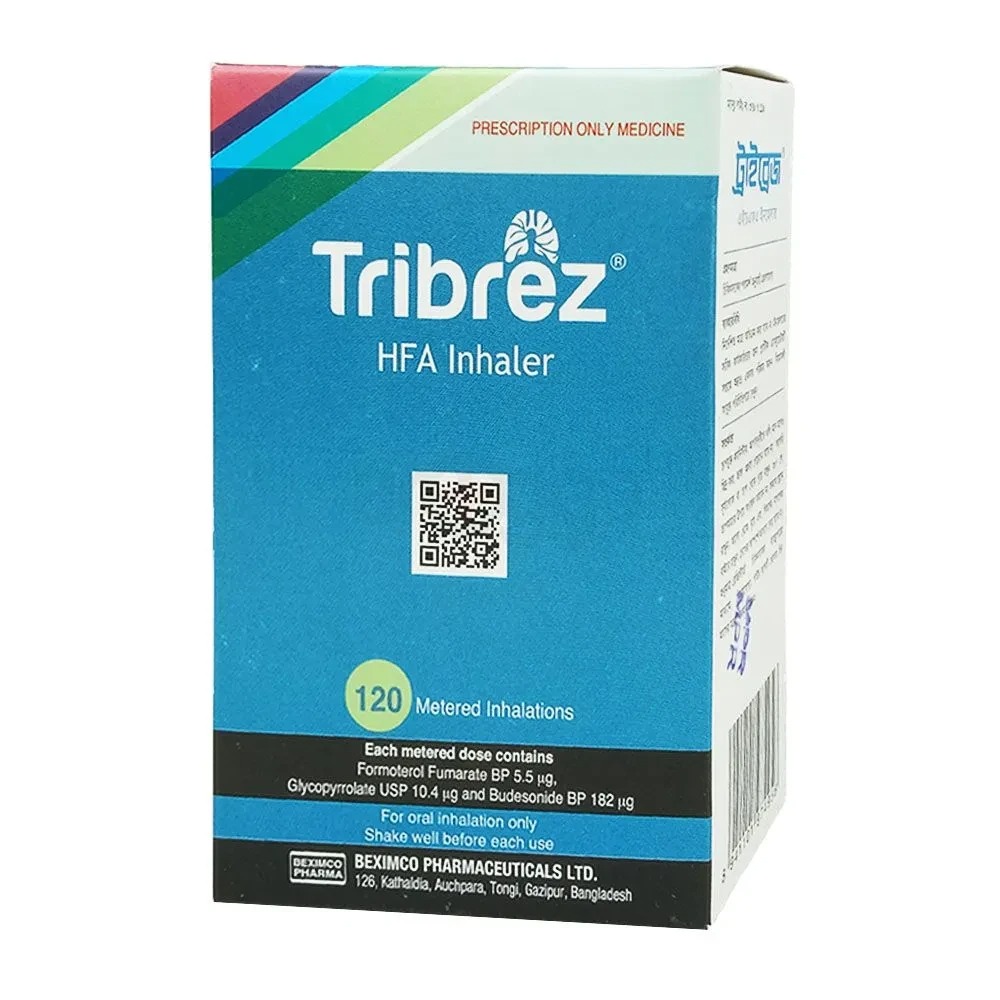 Tribrez (Metered-Dose Inhaler (MDI) (5.5 mcg+10.4 mcg+182 mcg)/actuation) 120 metered sprays)