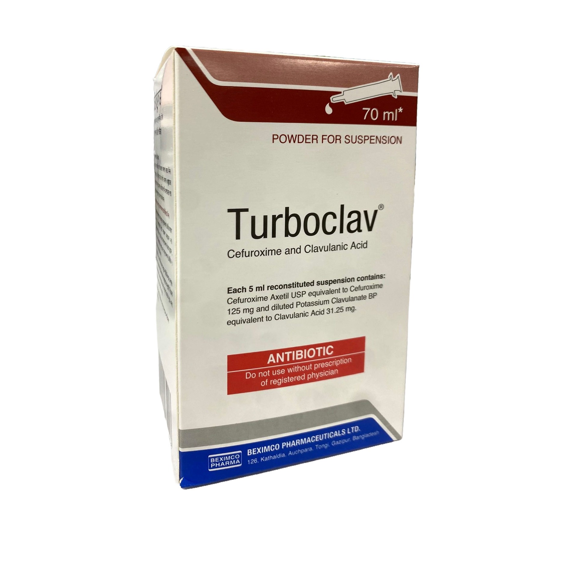 Turboclav (Powder for Suspension (125 mg+31.25 mg)/5 ml) 70 ml bottle)
