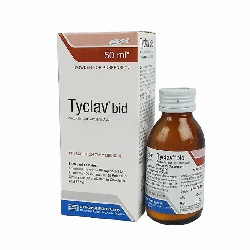 Tyclav BID (Powder for Suspension (400 mg+57.50 mg)/5 ml)