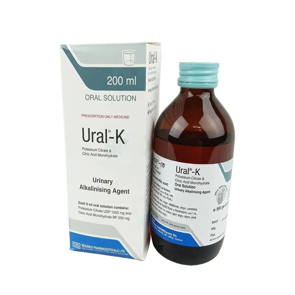 Ural-K (Oral Solution (1500 mg+250 mg)/5 ml 200 ml bottle)
